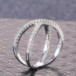 🎀 X Shape Manufactures Two Lines Cross Zircon Ring for Women, PD125